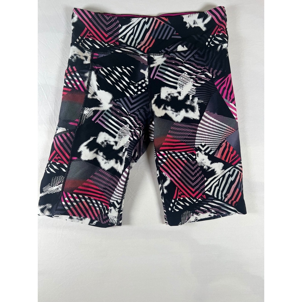 Calvin Klein Womens Bike Shorts Geometric Abstract Print Black Pink Medium